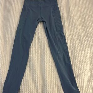 Girls Blue High-Waisted Leggings